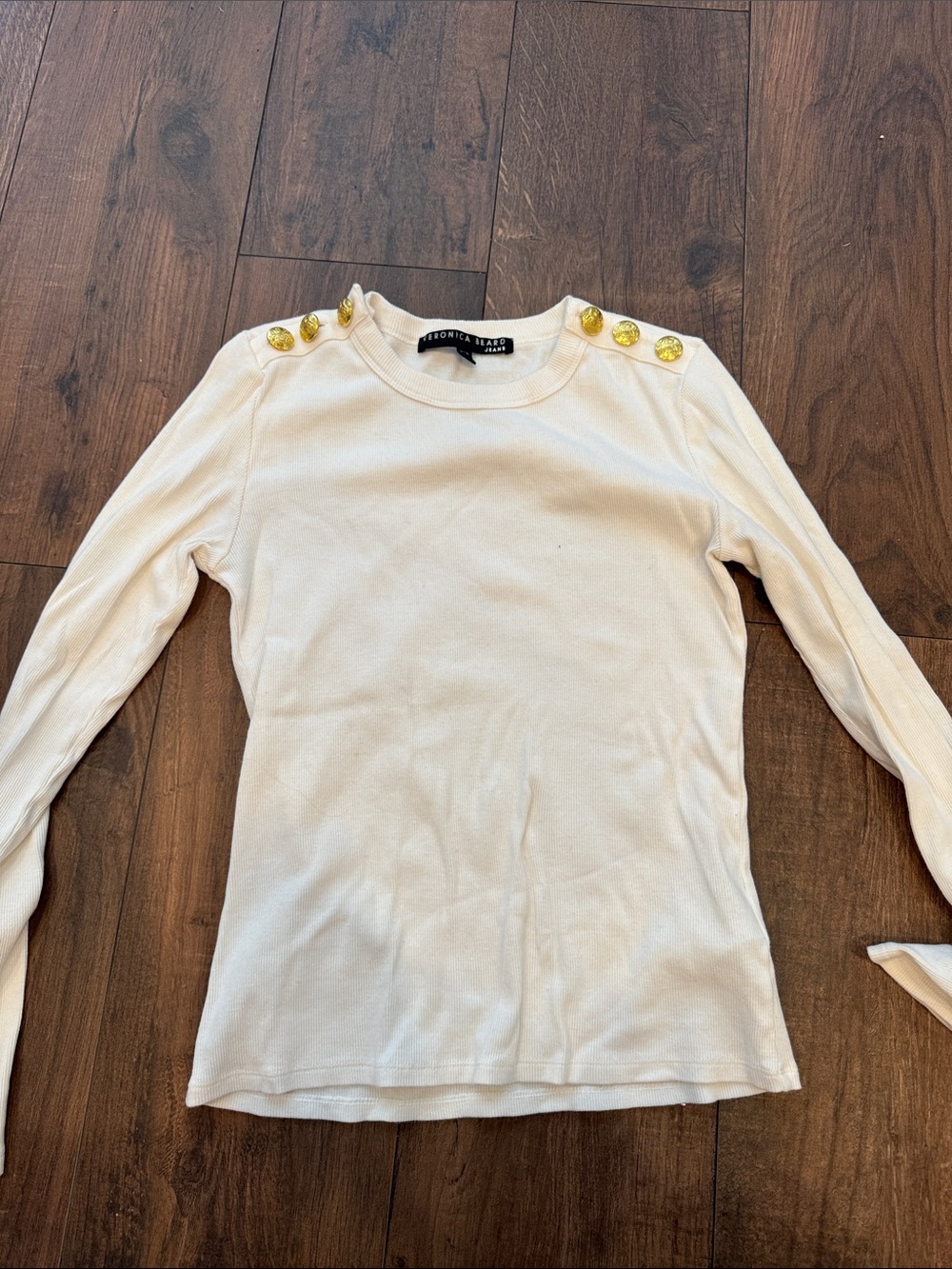 Veronica Beard ivory Long Sleeve Top with Gold Buttons small